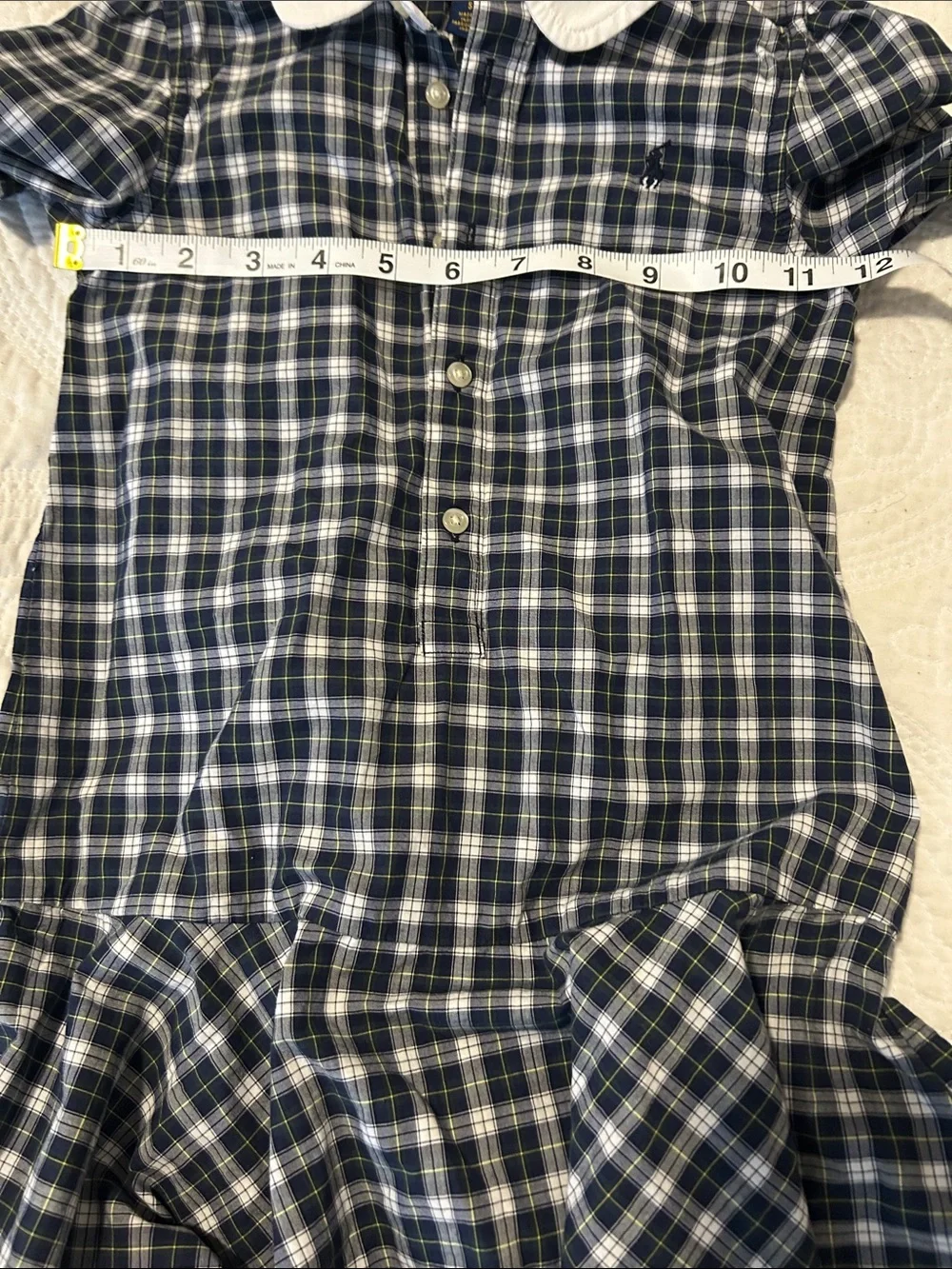 Polo by Ralph Lauren Navy & White Plaid Peter Pan Collar Dress